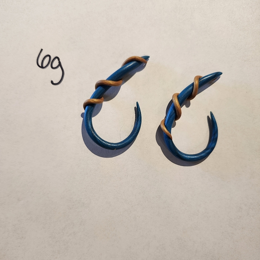 Blue and Gold Spiral Gauges, 6g
